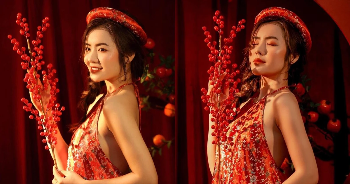 Nàng thơ Ninh Bình diện áo yếm Tết xinh muốn xỉu, dân tình đổ rạp hết cả làng