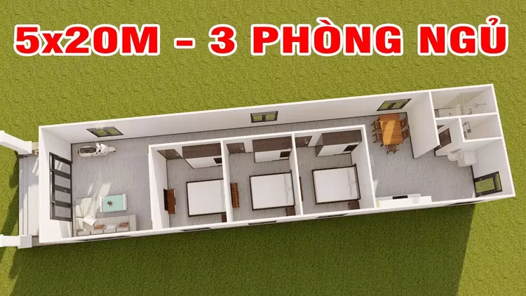 Nhà Cấp 4 Mái Thái 5x20m: Hack Não Thiết Kế Đẹp Mê + Đủ Ánh Sáng Cực Đỉnh