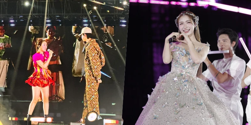 Hoàng Thuỳ Linh "kết đôi" cùng Đen, Hoà Minzy mặc váy cưới lên sân khấu V Concert - Chill phết đó nha! ✨