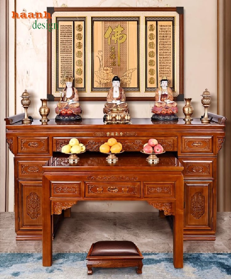 Bàn thờ gỗ hương gia tiên – Giữ trọn đạo hiếu, gửi trọn niềm tâm linh ✨