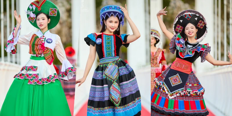 Dàn chị đẹp Hoa hậu Du lịch Dân tộc Việt Nam 2025 catwalk trên cầu kính dài nhất thế giới ở Mộc Châu - đỉnh của chóp luôn!