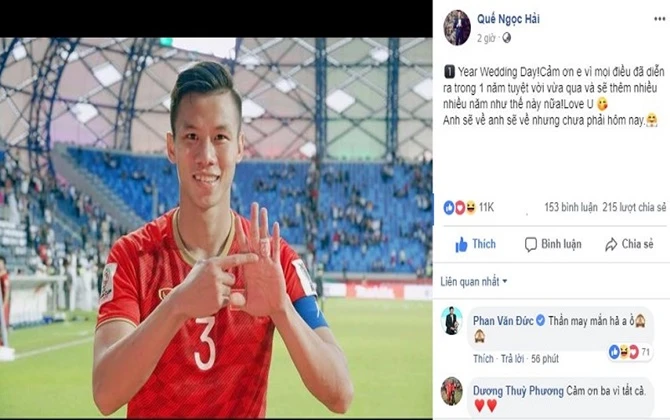 Đá bóng xịn mà còn ngọt ngào, Quế Ngọc Hải kỷ niệm 1 năm ngày cưới ngay sau màn hạ gục Jordan