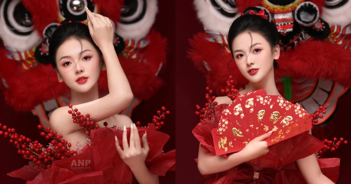 Cô nàng mẫu ảnh Việt gốc Hoa gây sốt MXH với bộ ảnh Tết đỏ rực chào Xuân Quý Mão