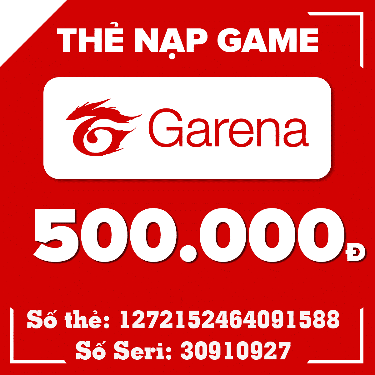 Thẻ Garena free có số Seri chưa nạp: 20k, 50k, 100k, 200k, 500k - Cày ngay kẻo lỡ!