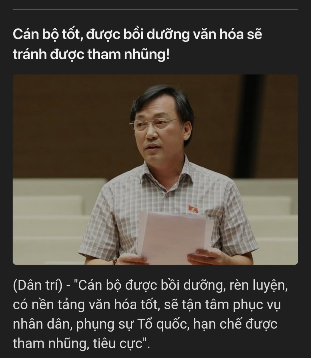 Phát biểu này khác nào đang nói cán bộ trước giờ toàn thiếu văn hóa sao ta?