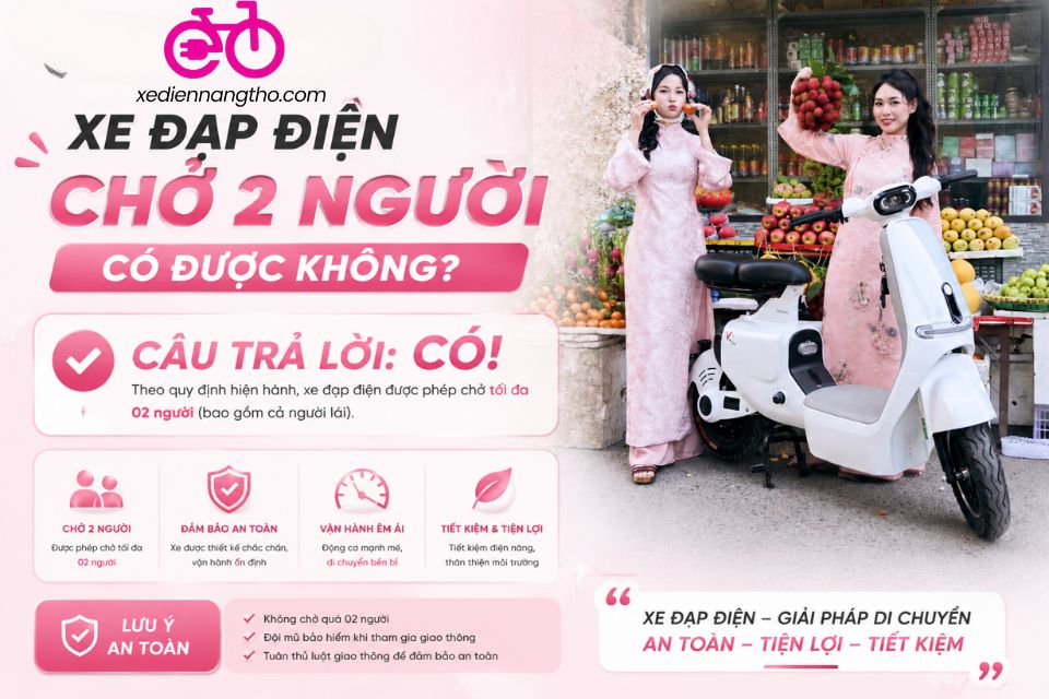 Xe đạp điện chở 2 người có hợp pháp không? Gen Z cần nắm rõ điều này! ⚡