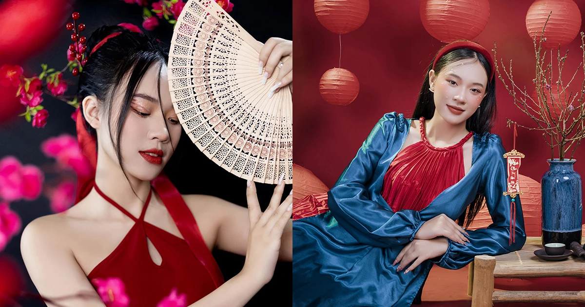 Nữ sinh ĐH Kinh tế Quốc dân đón Tết với bộ ảnh 'Sắc Tết' đỏ rực siêu cháy ✨