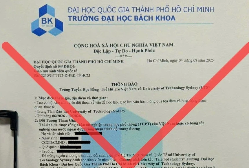 ĐH Bách Khoa TP.HCM cảnh báo: Hội scammer giả văn bản lừa học bổng, các bạn cẩn thận nhé!