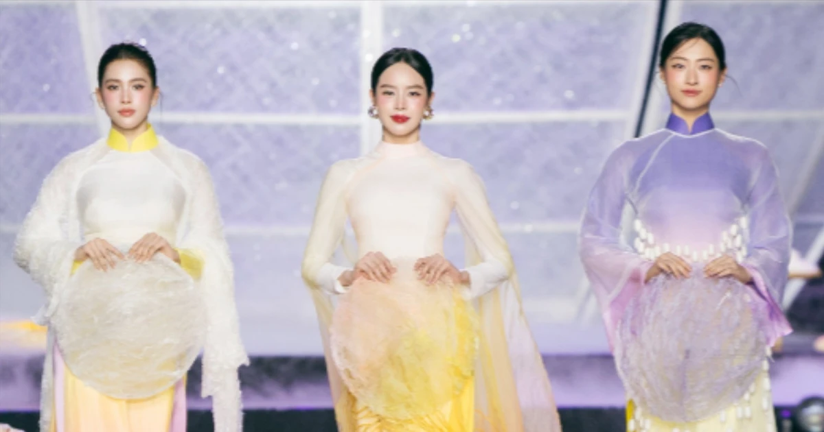Dàn Hoa hậu đỉnh cao Huỳnh Thị Thanh Thủy, Trần Tiểu Vy, Lương Thùy Linh đọ sắc trong áo dài lụa tơ tằm đỉnh của NTK Trung Đinh