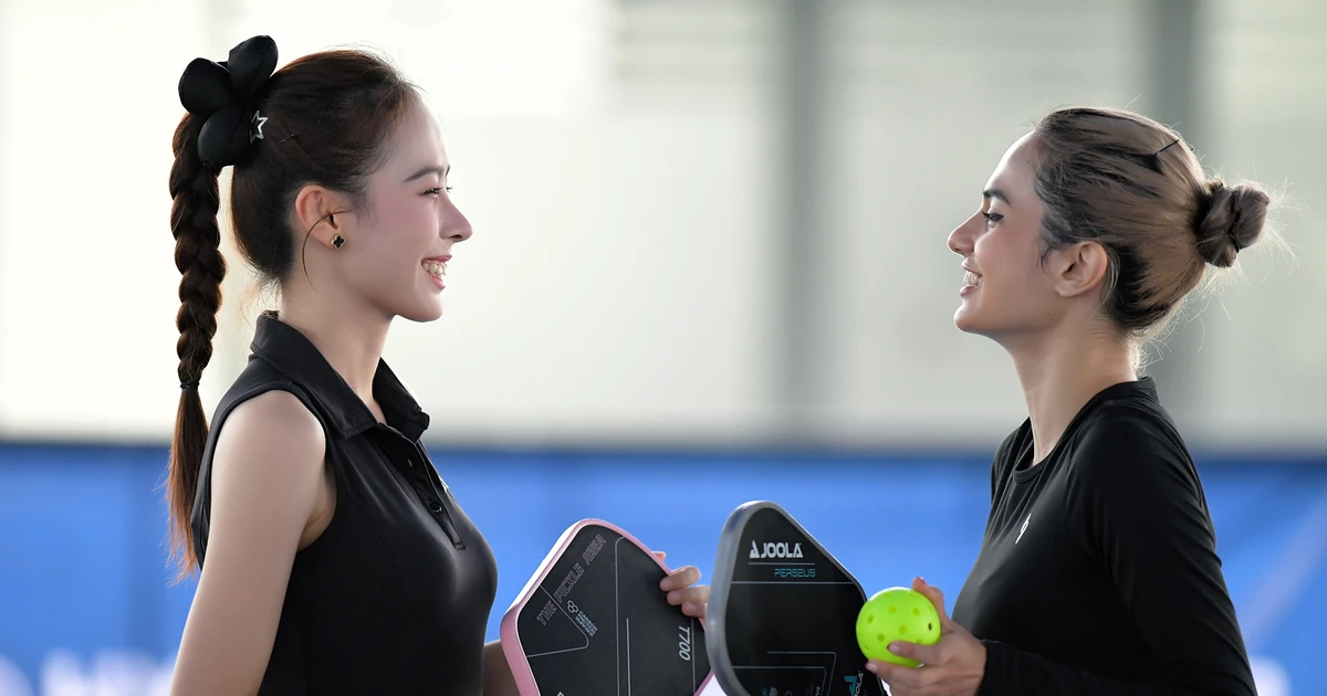 Á hậu Ngọc Hằng và Emma Lê "bắt cặp" chinh phục Giải Pickleball Việt Nam