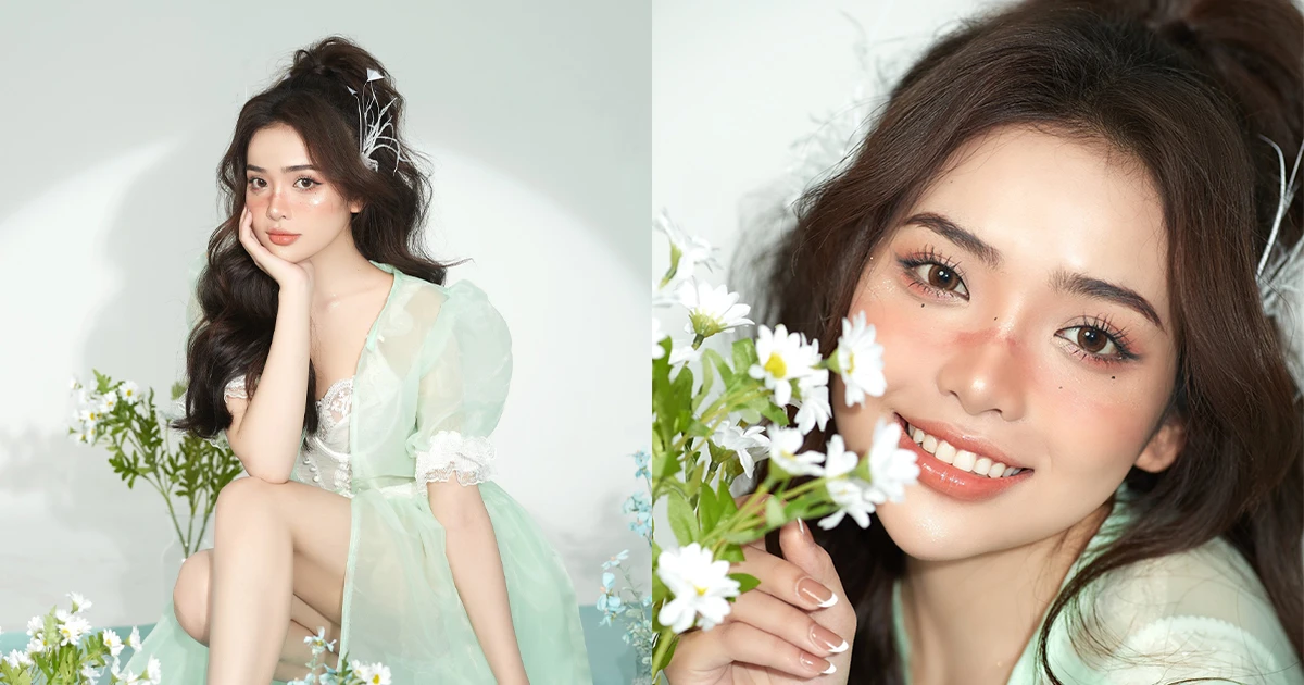 Hot girl 2K3 tung bộ ảnh tone xanh nàng thơ, visual ngọt lịm tim cả mạng xã hội