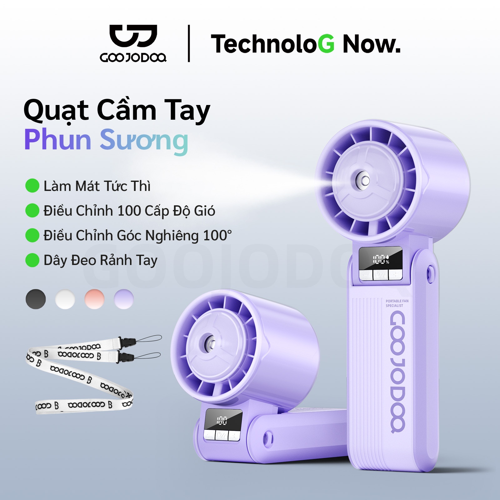 GOOJODOQ GFS023: Quạt mini phun sương cứu cánh mùa nóng, pin trâu gió mạnh xịn xò ️