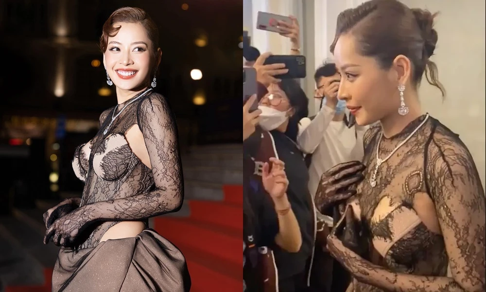 Cận cảnh chiếc váy khiến Chi Pu - nữ hoàng "hở bạo" cũng phải lo lắng che chắn vì sợ lộ hàng